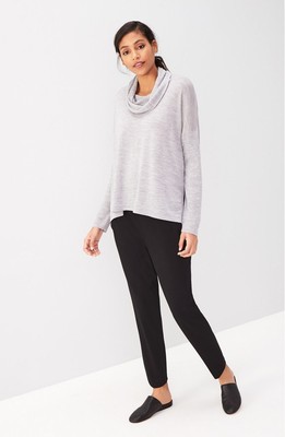 NWT $288 Eileen Fisher Ultrafine Merino Dark Pearl Cowl Neck Boxy Sweater 1X