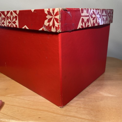 Vtg Marshall Field & Co Chicago Large Red Gift Box Christmas Snowflake 12x8x7" - Picture 8 of 23