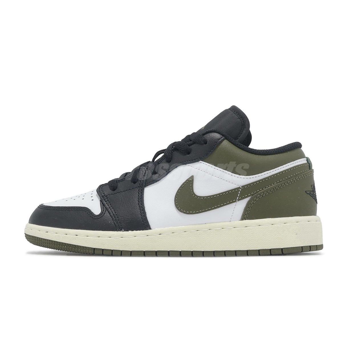 Nike Air Jordan 1 Low GS AJ1 Black Toe Medium Olive Kids