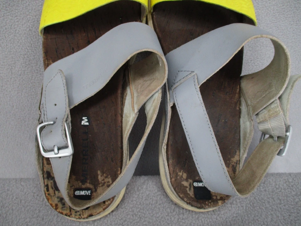 Merrell Sandals Womens 9 Yellow Grey Leather Strap Buckle Sleet Beach Slip On - image 3 of 4
