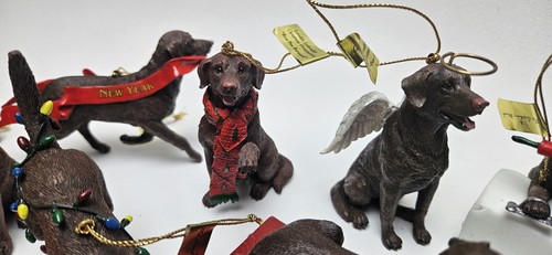 Danbury Mint Lovable Labrador Chocolate Lab Christmas Ornaments Set of 23 in Box - Picture 8 of 24