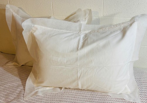 Gorgeous Intricate White Cotton Embroidered Eyelet Decorative Pillow Shams - Picture 5 of 17