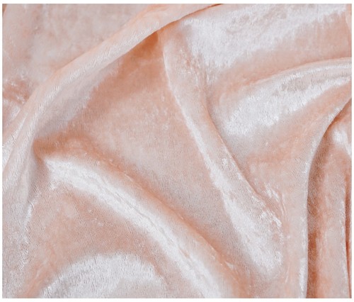 Peach Crushed Velvet Fabric Dress Craft Stretch Velour Material 60" Wide - Picture 2 of 4