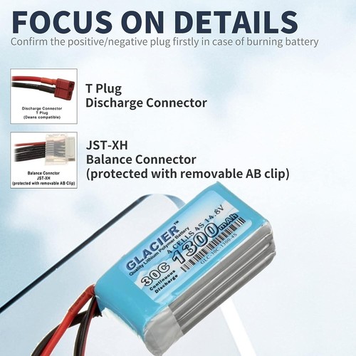 Glacier 30C 1300mAh 4S 14.8V LiPo Battery with T Plug - Picture 3 of 6