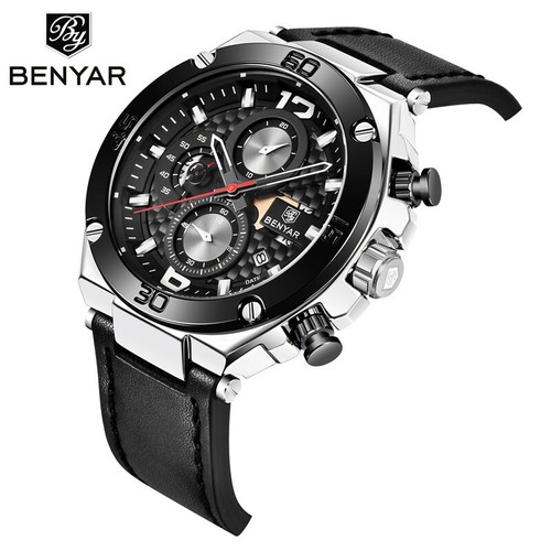 BENYAR 5151M Reloj Pulsera Hombre Cuarzo Militar Correa Cuero 30M Cronógrafo Caja - Imagen 6 de 14