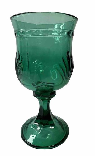 1 Water Goblet 1970s Toscany Alexandria Green Pressed Glass Cup 7.5" x 4" - Picture 3 of 16