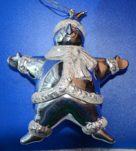 Vintage Silver Mirrored Snowman Set of 2 Christmas Ornaments - Picture 12 of 21