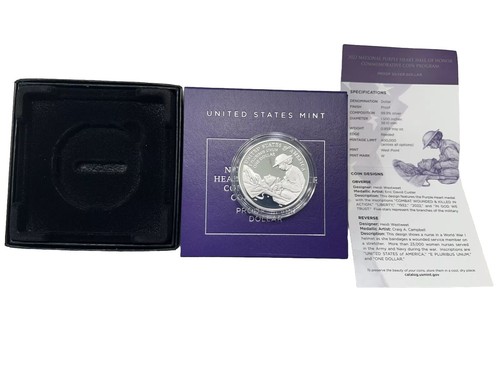 2022 NATIONAL PURPLE HEART OF HONOR COMMEMORATIVE COIN PROGRAM..$1 Silver Proof. - Bild 5 von 10