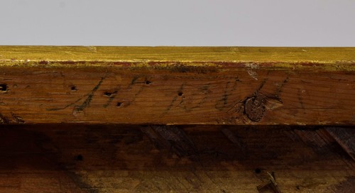 Um 1900 Alter Holzrahmen im Originalzustand mit Goldfarbe Falzmaße: 33x23,5 cm - Bild 8 von 8