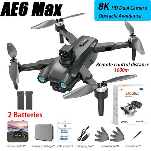 AE6 Max Drone GPS WIFI 8K HD Camera 360° Obstacle Avoidance Quadcopter 2 Battery - Bild 2 von 13