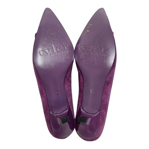 RICHARD TYLER SHOES PURPLE SUEDE / LEATHER SLIP-ON RHINESTONE - Picture 5 of 10