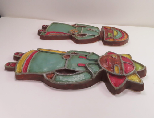 (2) Vintage Chalkware Chalk Ware Kachina Dolls Wall Decor Hand Painted 11.5" - Picture 14 of 19