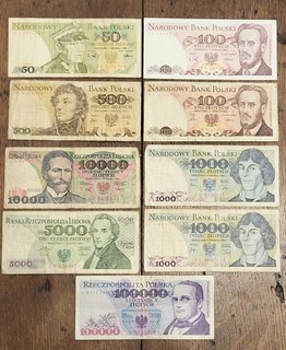 Lot 9 Billets Pologne Poland Banknote 100 000 Zlotych Qualité B à TTB