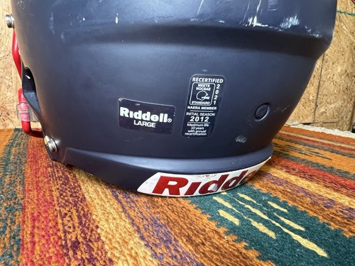 Casco de fútbol americano Riddell Speed juvenil 2012 azul marino y rojo talla grande - Imagen 8 de 11