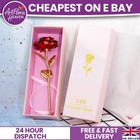 24K Golden Rose Gold Plated Rose Dipped Eternal Red Rose Gift with Pink Gift Box