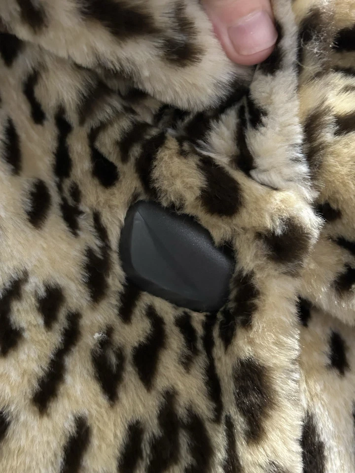 Vintage Leopard Faux Fur Coat Y2K Mob Grunge Statement Animal Lined Jacket 2X - Image 3 of 4