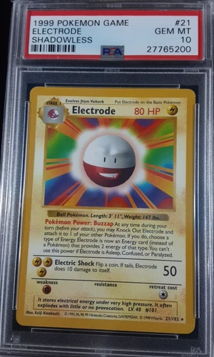 Pokémon Electrode Shadowless (POP: 164) PSA 10 Base Set 21/102 Vintage 1999 WOTC