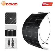 Dokio 100w Flexible Solar Panel Mono 12V Portable Power For Home Battery Charge