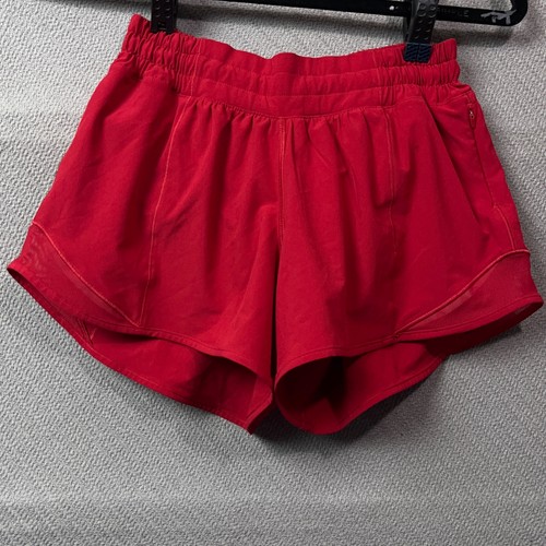 Lululemon Shorts Womens Sz 4 Tall Red Hotty Hot High Rise Long 4" Lined Athlete