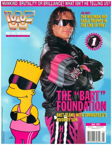 RARE Original WWF MULTI-SIGNED X7 MAY 1997 Bret Hart Simpsons Wrestling Magazine