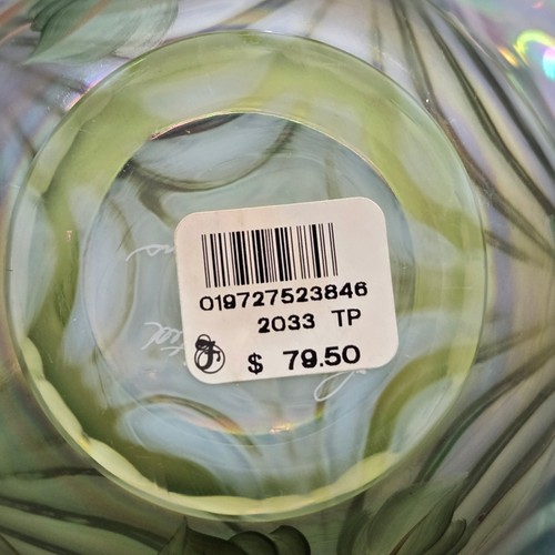 Fenton Hydrangeas Topaz 8" Opalescent Art Glass Basket 2033 TP, NIB - Picture 10 of 15