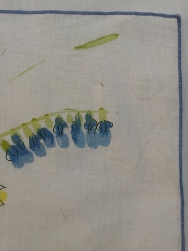 Vtg Vera Neumann Blue Yellow Floral Fruit Cotton Napkins Set of 4 Signed 15x16” - Picture 16 of 16
