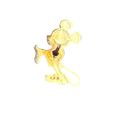 MICKEY MOUSE 14K YELLOW GOLD LAPEL PIN WALT DISNEY PRODUCTION VINTAGE FIGURAL - Picture 3 of 3