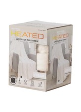 Berkshire Blanket Heated Luxe Faux Fur Throw 50" x 60" Cream Machine Washable