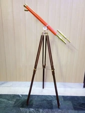Nautical Wooden Tripod Stand Telescope 39" Tube Spyglass Sailor Ship Directional