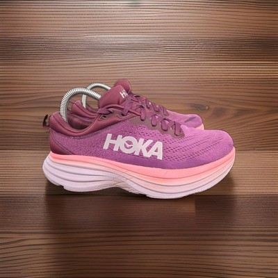 HOKA Bondi 8 Womens Shoes Sz 7B Purple Pink Running Fitness Walking 