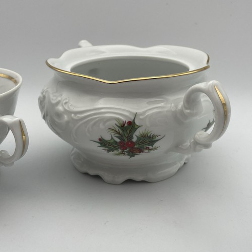 Royal Kent Weihnachten Holiday Stechpalme Teetasse Milchkännchen und Zuckerdose Set OHNE DECKEL EUC - Bild 4 von 11