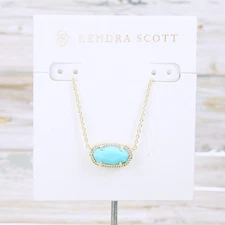 NWOT Kendra Scott Elisa Light Blue Magnesite Necklace Gold Plated