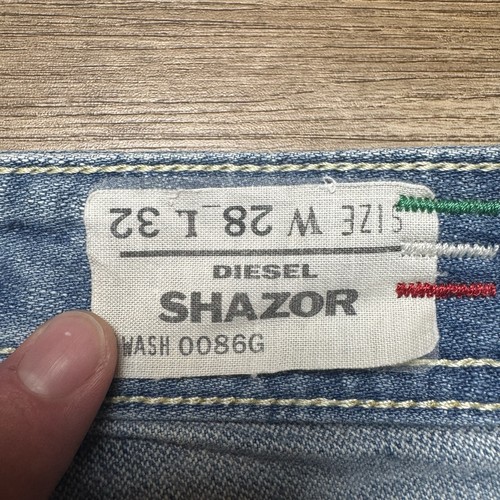 Diesel Jeans Men 28x32 Blue Shazor Bootcut Made Italy Whiskering Contrast 0086G - Picture 7 of 12