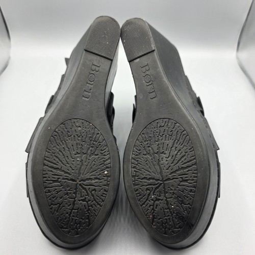 Sandali Born Emmy donna 9 neri pelle zeppa tacco plateau scarpe cinturino - Foto 10 di 15