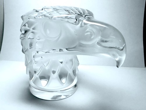 Lalique France "Tete D'Aigle" Car Mascot Crystal Glass Eagle Head Hood Ornament - Picture 4 of 11