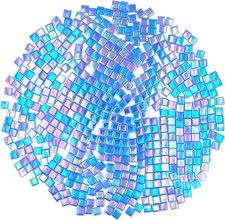 1.1Lb Square Crystal Mosaic Tiles, Iridescent Mosaic Glass Tiles for Crafts, Mos