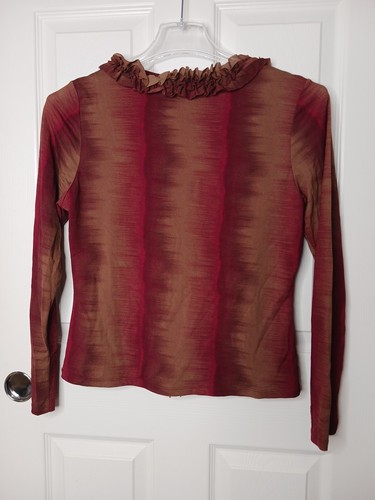 INC Womens XL Textured Ruffled Threaded Long Sleeve V Neck  FALL colors Y2K  Boh - Picture 4 of 8
