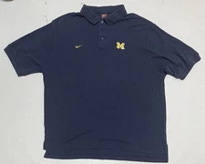 VTG Michigan Wolverines Polo Shirt Mens XL Navy Nike Team Performance Golf