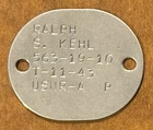 Orig WW2 Named DOG TAG 1943 WWII Vintage Badge US Navy Reserve USNR-A Military