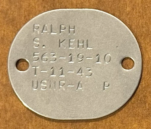 Orig WW2 Named DOG TAG 1943 WWII Vintage Badge US Navy Reserve USNR-A Military