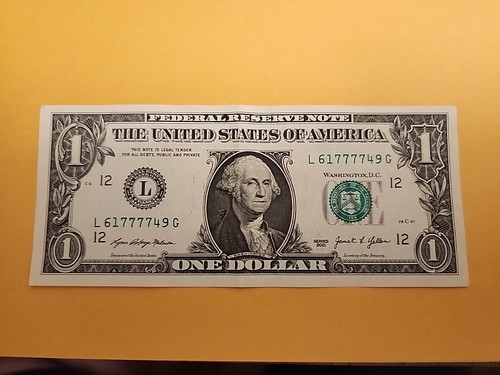 SOLID 4 Of A KIND - $1 DOLLAR BILL STAR NOTE - Fancy Serial # L61777749 Minty
