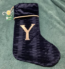 NEW WITH TAGS PLUSH LUXURY Christmas Stocking With Gold Trim Letter Initial Y