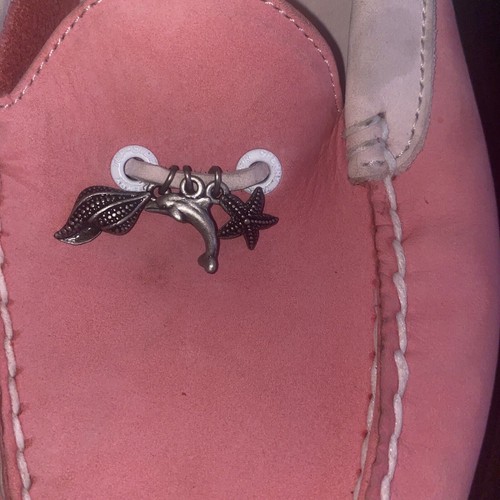 Sperry Top-Sider Pink Leather Suede Slides/Loafers - 9M Dolphin Shell Starfish - Picture 2 of 8