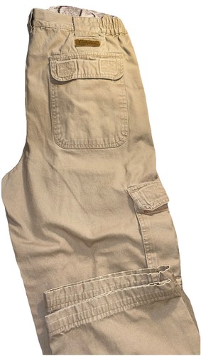 Cabelas Mens Trail Hiker Cargo Pants Size 34 Tan Outdoor Reinforced Knees - Picture 13 of 17