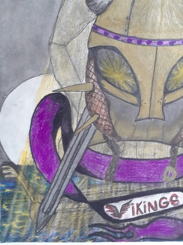 Vintage Original Pencil Drawing Vikings - 22 x 14 in Colored - Picture 10 of 24