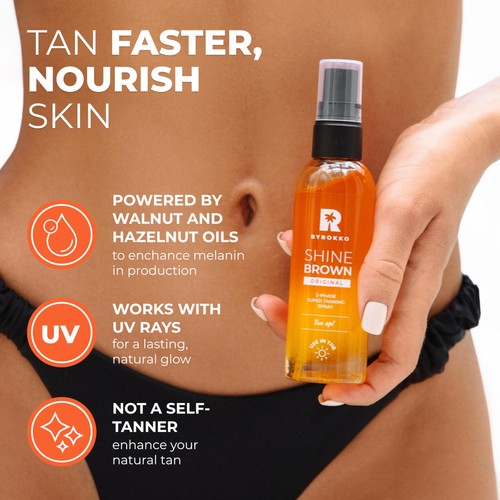 BYROKKO Shine Brown Two-Phase Tanning Spray (100 ml), Deep Tan Accelerator with - Picture 5 of 5