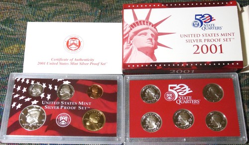 2001-S United States Mint Silver Proof Set - 10 Coin - Original Box & COA - Picture 1 of 3