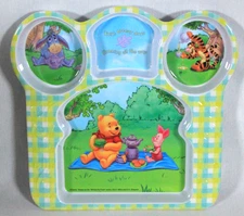 ZAK DESIGNS WINNIE THE POOH EASY BREEZY DAYS MELAMINE KID'S DIVIDED TRAY/ PLATE