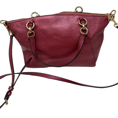 Coach Metallic Pebble Leather Small Kelsey Satchel Antique Blush - Picture 6 of 12