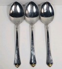 Oneida Golden Juilliard 3 Soup Spoons Stainless Flatware Gold Accent